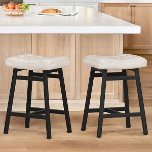 Arceso Counter Height Bar Stools Set, Barstools with Thick Faux Leather Saddle Seat & Heavy Duty Metal Legs,24Inch Kitchen Counter Stools - 1 of 4