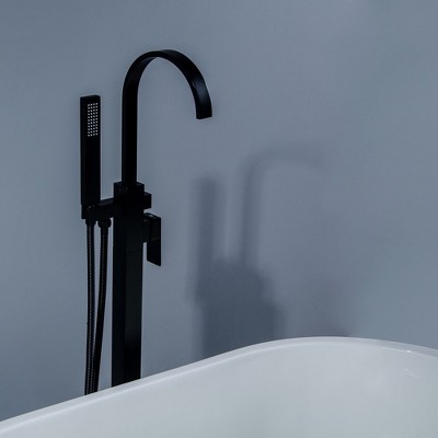 Matte Black Freestanding Tub Faucet with Hand Shower