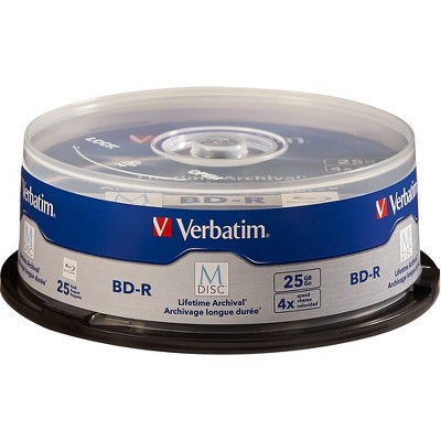 Verbatim M-Disc BD-R 25GB 4X with Branded Surface - 25pk Spindle - 120mm