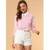 Allegra K Women's Polka Dots Contrast Peter Pan Collar 3/4 Sleeves Blouse - 3 of 4