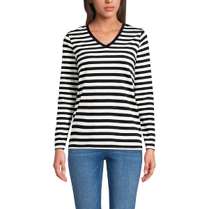 Lands' End Women's Relaxed Supima Cotton Long Sleeve V-Neck T-Shirt - 1 of 3