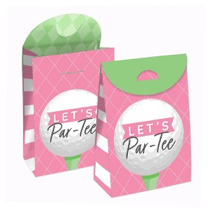 Big Dot of Happiness Golf Girl - Pink Birthday Party or Baby Shower Gift Favor Bags - Party Goodie Boxes - Set of 12 - 1 of 4