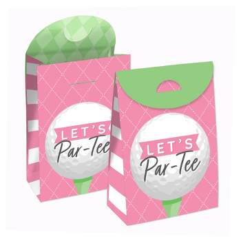Big Dot of Happiness Golf Girl - Pink Birthday Party or Baby Shower Gift Favor Bags - Party Goodie Boxes - Set of 12
