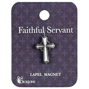 Dicksons JA-3704 Flared Cross Brushed Silver Tone .75 Inch Stainless Steel Magnetic Lapel Brooch Pin - 1 of 2