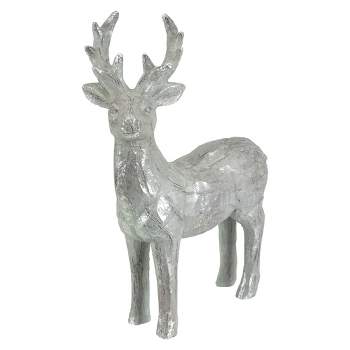Northlight 10.5" Gray and Silver Faux Wood Grain Standing Deer Christmas Figure