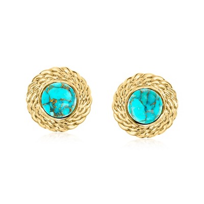 Ross-Simons Turquoise Earrings in 18kt Gold Over Sterling