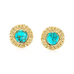 Ross-Simons Turquoise Earrings in 18kt Gold Over Sterling - 1 of 3