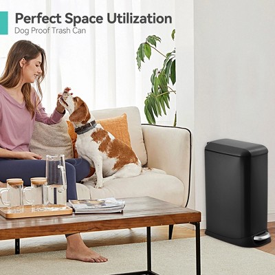 12L Stainless Steel Slim Bathroom Trash Can with Lid Soft Close, Step Pedal, Fingerprint-Resistant Finish for Kitchen or Bathroom
