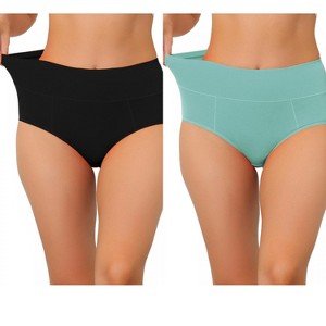 Allegra K Women's High Waist Available in Plus Size Tummy Control Briefs 2 Packs - 1 of 4