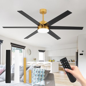 Airsurfer 65" Color-Changing LED Indoor/Covered Outdoor Ceiling Fan, 6 Plywood Blades, DC Motor, 6''/12'' Down Rods, Remote Included - 1 of 4