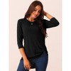 Seta T Women's Casual High Low Tops 3/4 Sleeve Waist Knot Asymmetrical Crewneck Flowy Blouse - 3 of 4