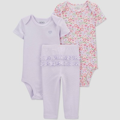 Image of Carter's Just One You® Baby Girls' Floral Top & Bottom Set - Purple 3M