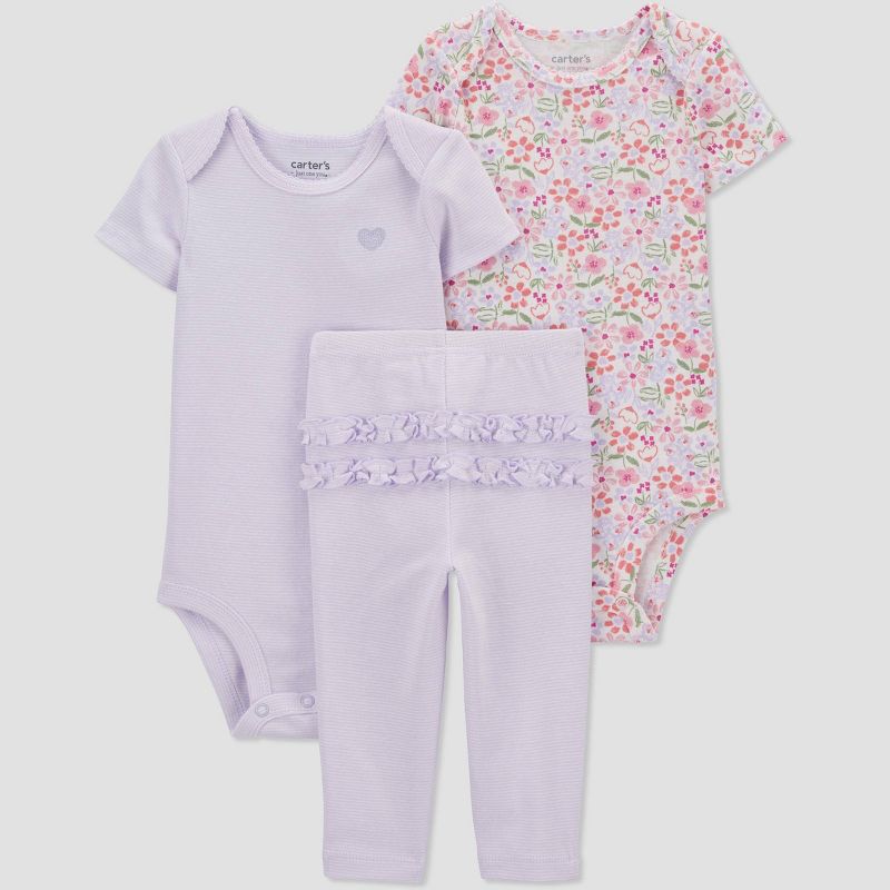 Carter&#39;s Just One You&#174; Baby Girls&#39; Floral Top &#38; Bottom Set - Purple, 1 of 5