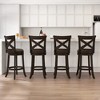 Tangkula 31" Swivel Bar Stool Set of 4 Bar Height PU Leather Seat Rubber Wood Legs - 2 of 4