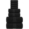 White Classic Luxury 100% Cotton 8 Piece Towel Set - 4x Washcloths, 2x Hand, and 2x Bath Towels - 2 of 4