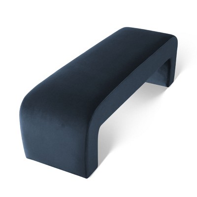 Lily 60'' Blue Velvet Waterfall Upholstered Storage Bench
