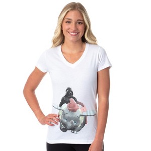 Seven Times Six Star Wars Womens' Darth Vader Does The Dumbo Ride V-Neck Graphic T-Shirt White - 1 of 4