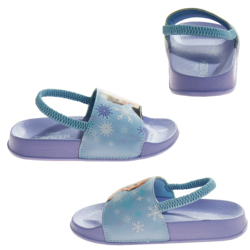 Disney Frozen Anna Elsa Girls Slides - Summer Sandal kids water pool beach shoes with backstrap Open Toe - Lilac (sizes 6-12 Toddler/Little Kid), 6 of 8