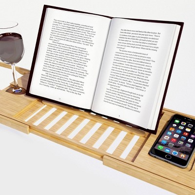Adjustable Natural Bamboo Freestanding Bathtub Caddy
