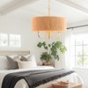 Maxax 22.04" 3-Light Wood-Tone Iron Chandelier,Farmhouse Rattan Shade Pendant Light for Living Room Dining Nook Bedroom - 4 of 4