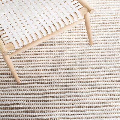 Ivory and Natural Hand Woven Cotton Area Rug, 3' x 5'