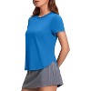 Pinspark Workout Tops for Women UPF 50+ Yoga Shirts Short Sleeve Athletic Tops with Side Slits Running Gym Tee Top Loose Fit - 2 of 4