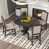 Farmhouse Dining Sets Round, Dining Table Set For 4, Dining Set Solid Wood With 4 Upholstered Chairs, Extendable Dining Table Set-Cuddlewood - 3 of 4