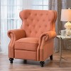 36"Wingback Accent Chair Push Rack Recliner Arm Chair with Button Tufted Stitching, Rolled Armrest, Nailhead Trim, Wheat/Dark Brown/Orange-Merax - image 2 of 4