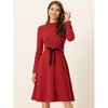 Allegra K Women's Elegant Work Sheath Mock Neck Flare Long Sleeve Knit Midi Dress - 2 of 4