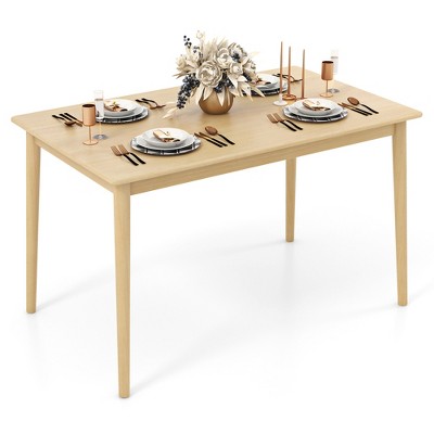 Tangkula 48" Rectangular Wooden Dining Table for 4 People w/ Rubber Wood Legs Farmhouse