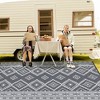 Large Boho Outdoor Plastic Straw Rug Outdoor Carpet Patio Rug Reversible RV Camping Rug Outside Mat for Balcony Deck Picnic Beach - 3 of 4
