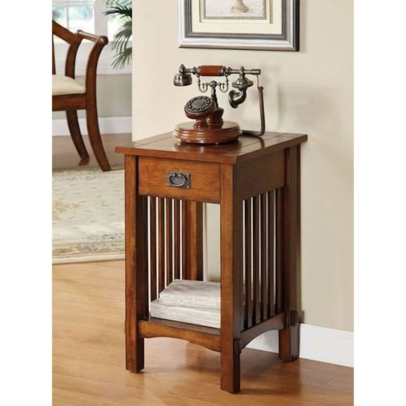 Legacy Decor Mission Style Telephone Stand End Table with Drawer, 2 of 5