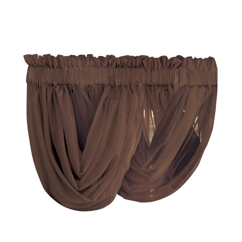 Collections Etc Scoop Two-Piece Rod Pocket Solid-Colored Sheer Valances for Windows, Decorative Accent and Added Privacy for Any Room in, 1 of 5