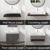 VANIRROR Wall Mount Bathroom Sink, 35.4x18.7" Solid Surface Floating Sink With, Rectangle Modern Countertop Vessel Basin for Bathroom Vanity, White - 4 of 4