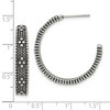 Black Bow Jewelry Stainless Steel Antiqued Milgrain Tapered J-Hoop Earrings, 30mm - 3 of 4