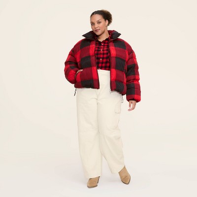 Women's Buffalo Check Puffer Jacket - Woolrich x Target Red/Black