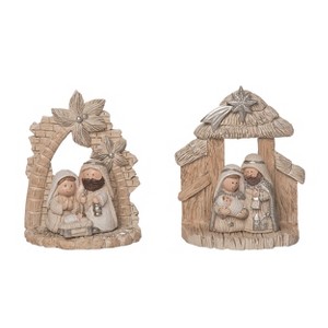 Transpac Resin Shining Nativity Figurine Set of 2 Christmas Home Decorations - 1 of 1