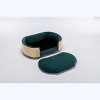 Gulches Scandinavian Style Medium-sized Dog Pet Sofa with Solid Wood Legs, Curved Wooden Back, Velvet Cushion in Dark Green - 3 of 4