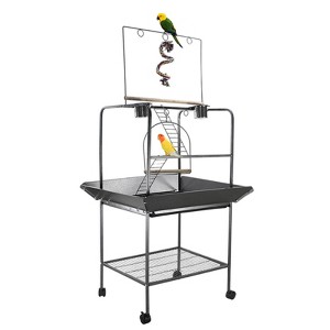 Small Parrot Playstand with Black Hammertone Finish - Bird Playground ...