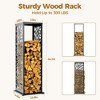 FONTOI 4ft Firewood Rack Fire Wood Storage Heavy Duty Log Rack Outdoor Indoor with Hooks Adjustable Feet Holder Warm Winter, Black, 14.8"*14.8"*44.1" - 4 of 4