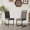 Gulches Set of 2 Modern Faux Leather Dining Chairs High Back Upholstered Side Chairs with C-Shaped Black Metal Legs, Anti-Scratch Feet,Gray - 4 of 4