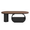 Modern Oval Coffee Table with Storage Drawer, Faux Marble Coffee Table with Metal Frame,Living Room Coffee Table with Adjustable Feet-Baofuwish - 4 of 4