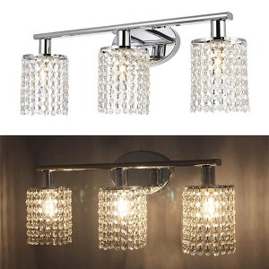 YANSUN 20.87 in. 3-Light Chrome Wall Sconce with Crystal Shade - 1 of 1