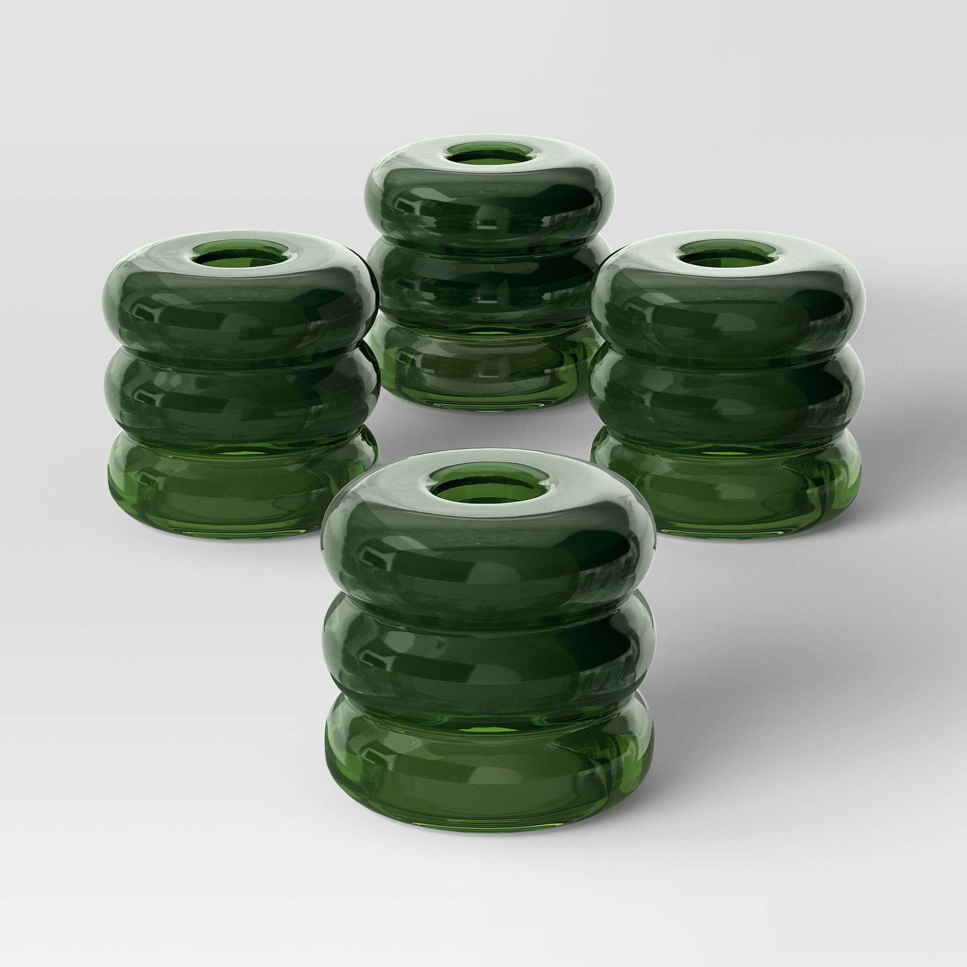 4pk Bubble Glass Taper Candle Holder Green - Room Essentials™