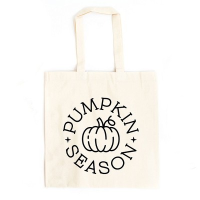 City Creek Prints Pumpkin Season Circle Canvas Tote Bag - 15x16 - Natural