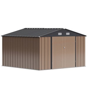 10x10 Ft Outdoor Metal Storage Shed, Heavy-Duty Steel Utility Building for Garden, Backyard, and Patio Storage - 1 of 4