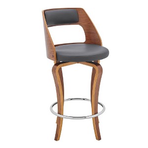 26" Grady Counter Stool with Faux Leather and Wood Finish - Armen Living - 1 of 4