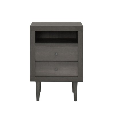 NicBex Modern Wooden Nightstand Bedside Table with 2 Drawers and Open Shelf for Bedroom and Living Room