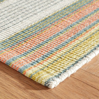 Handwoven Multicolor Stripe Cotton Rug, 2' x 3'
