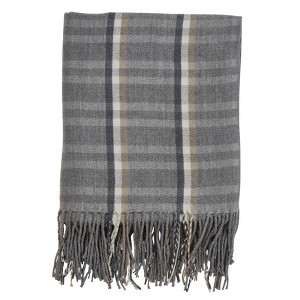 Plaid Tassle Throw Blanket Gray - Saro Lifestyle - 1 of 4